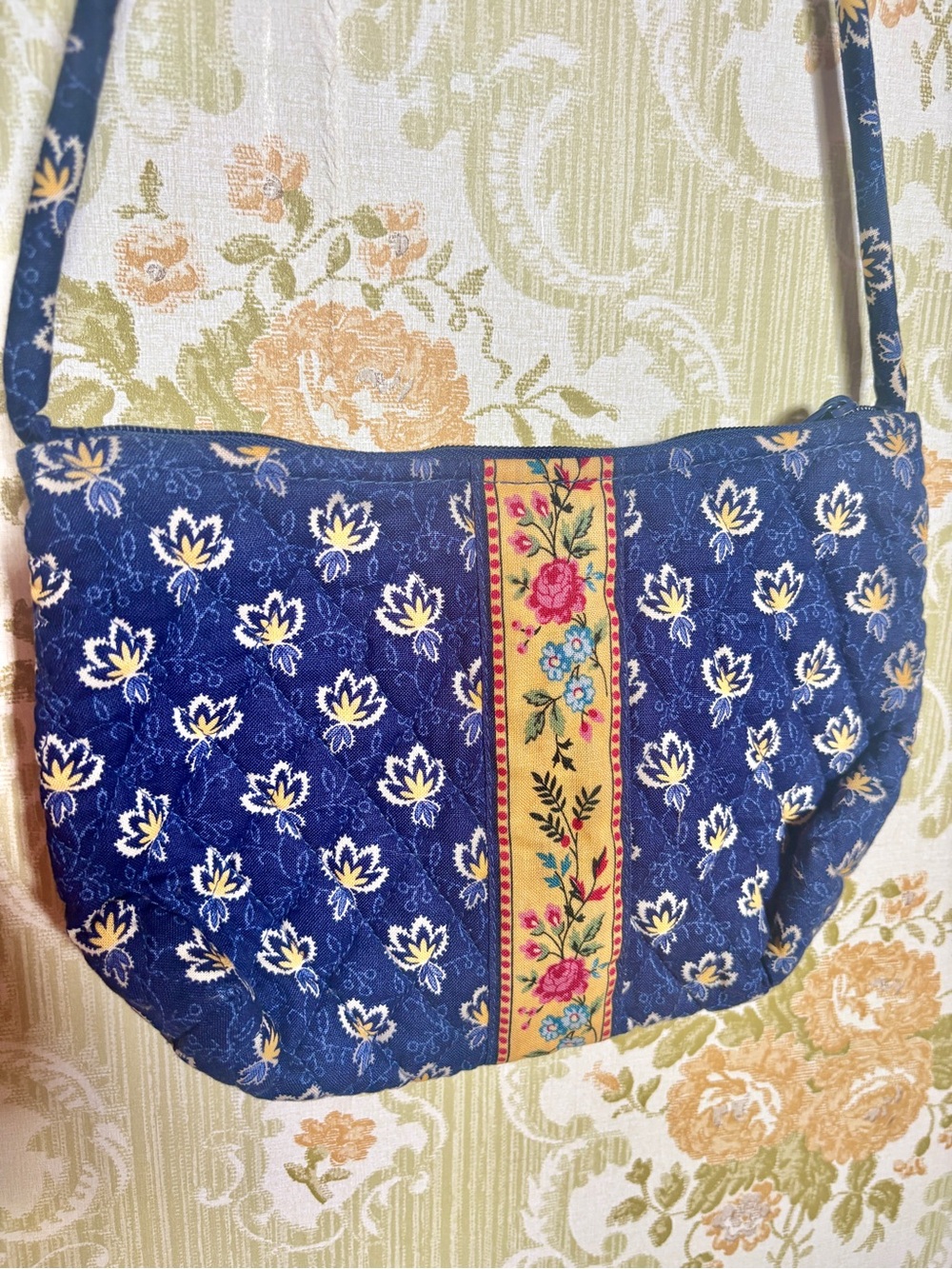 vera bradley maison blue quilted crossbody bag vintage floral cottagecore